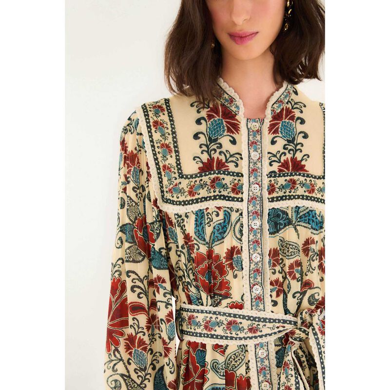 FARM Rio Francesca Sand Long Sleeve Mini Dress image number 2